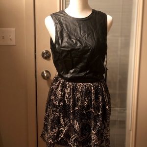 Cut out faux leather dress